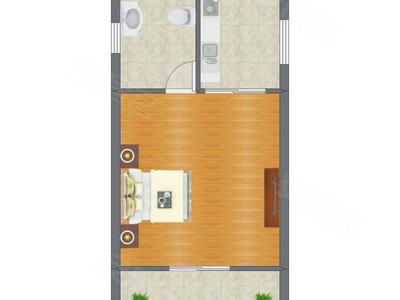 1室0厅 35.13平米户型图