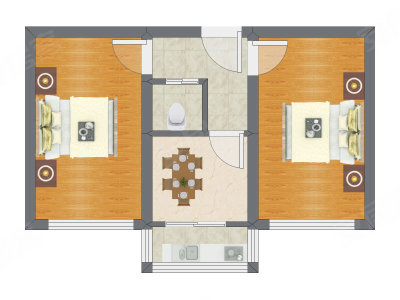 2室1厅 53.88平米