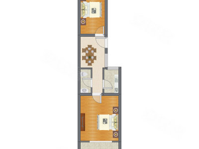 2室1厅 61.30平米