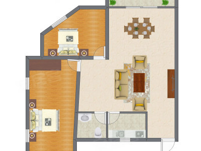 2室1厅 133.00平米户型图