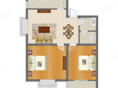 2室2厅 100.98平米户型图