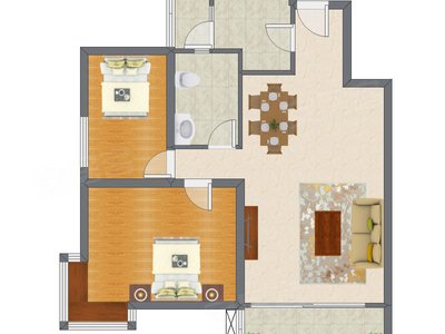 2室2厅 82.00平米