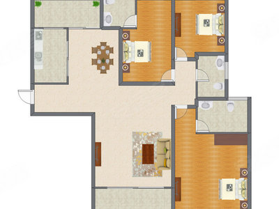 3室2厅 214.00平米