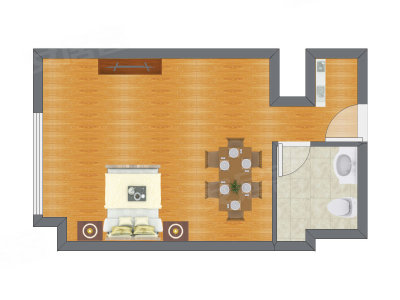 1室0厅 54.23平米户型图