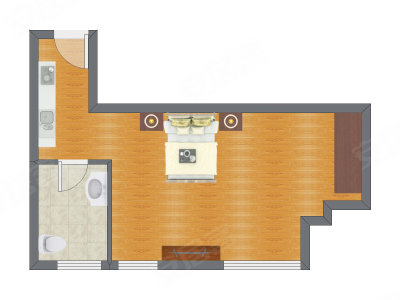 1室0厅 60.82平米户型图