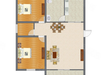 2室2厅 97.78平米户型图