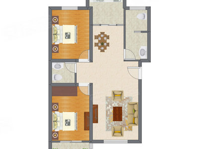 2室2厅 66.16平米