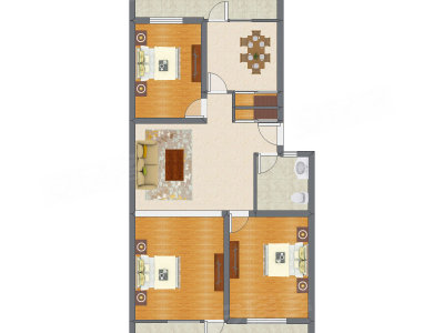 3室2厅 136.32平米户型图
