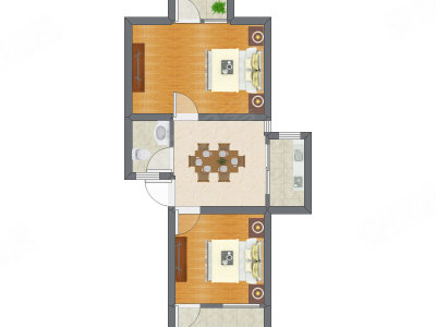 2室1厅 62.60平米