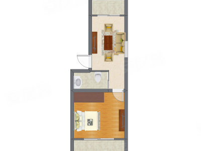 1室1厅 44.11平米