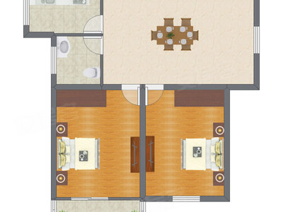 2室2厅 73.32平米户型图