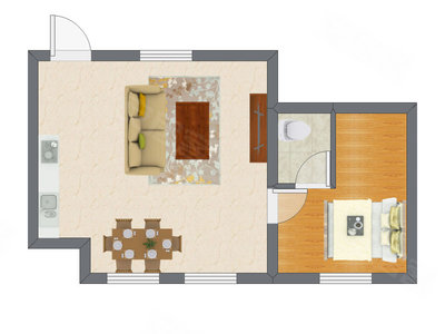 1室1厅 83.72平米户型图