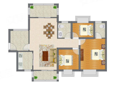 3室2厅 111.00平米户型图
