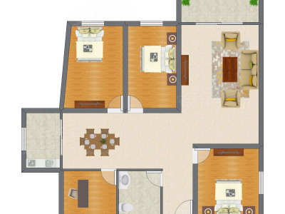 3室2厅 88.50平米户型图