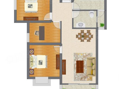 3室2厅 104.00平米