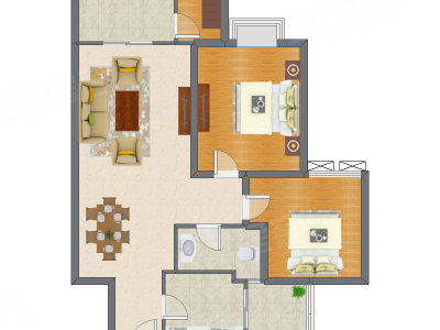 2室2厅 95.45平米户型图