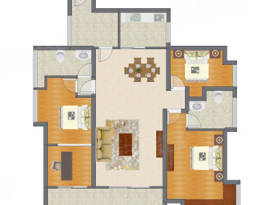 3室2厅 124.33平米户型图
