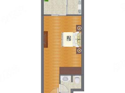1室0厅 48.64平米户型图