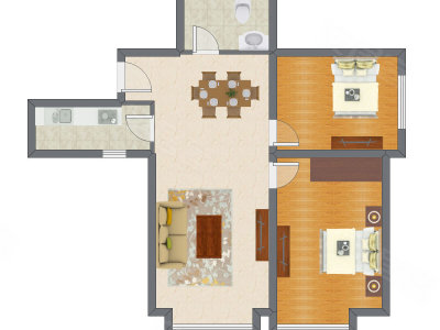 2室2厅 64.74平米