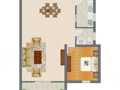 1室2厅 71.70平米户型图