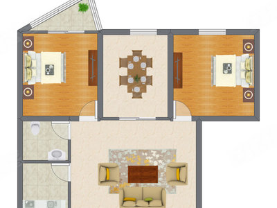 2室2厅 129.43平米户型图
