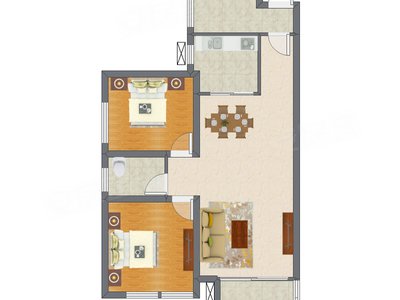 2室2厅 100.10平米