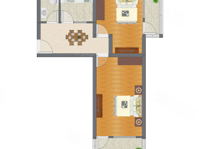 2室1厅 71.58平米户型图