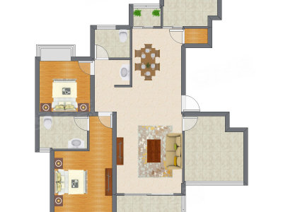 2室2厅 136.00平米户型图