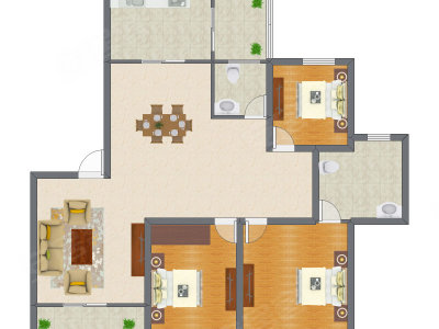 3室2厅 115.37平米户型图