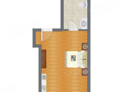 1室0厅 41.89平米户型图