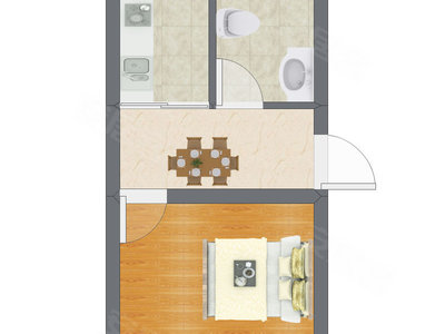 1室1厅 38.00平米户型图