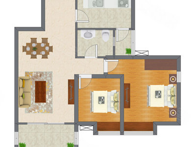 2室2厅 89.50平米户型图