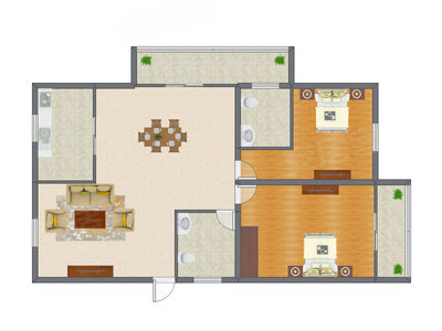 2室2厅 129.00平米户型图