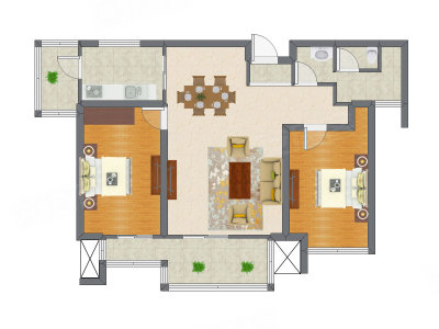 2室2厅 75.90平米户型图