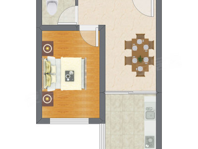 1室1厅 42.50平米