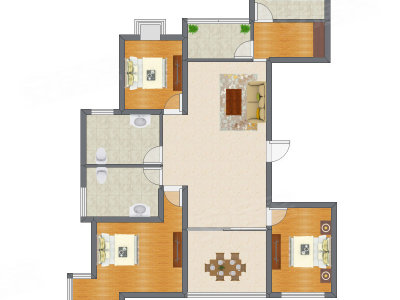 3室2厅 144.73平米户型图