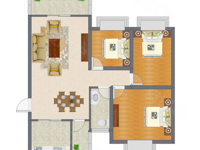 3室2厅 81.57平米