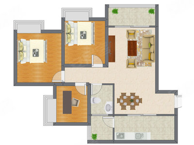 3室2厅 98.25平米户型图