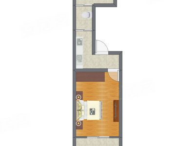 1室1厅 27.06平米户型图