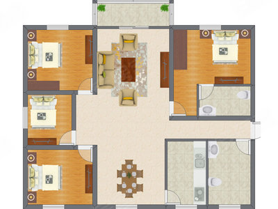 4室2厅 113.85平米