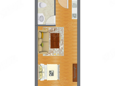 1室1厅 40.74平米户型图