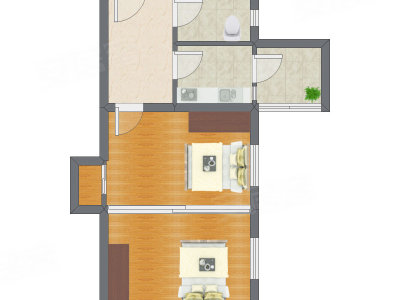 2室1厅 56.54平米