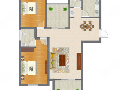 2室2厅 76.65平米