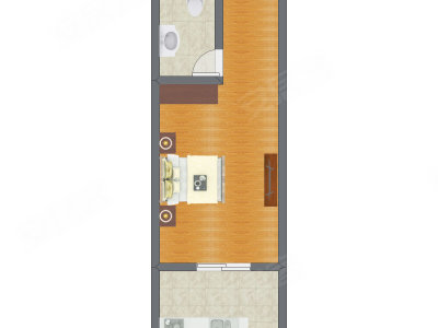 1室0厅 34.96平米户型图