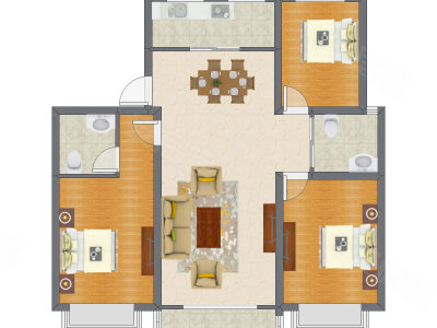 3室2厅 128.86平米
