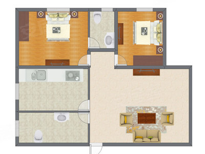 2室1厅 124.60平米户型图