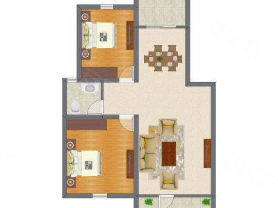2室2厅 73.15平米
