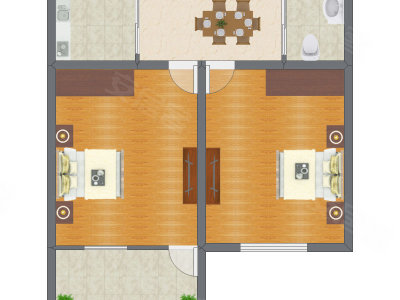2室1厅 52.70平米