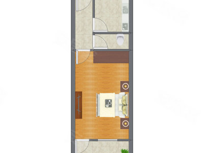 1室0厅 41.58平米户型图