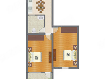 2室1厅 52.44平米
